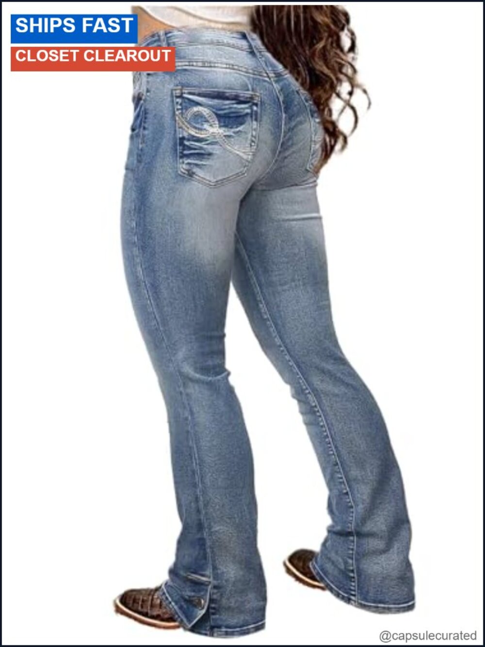 Flamingals Bootcut Stretchy Jeans Low Rise Butt Lifting Casual Fall Winter